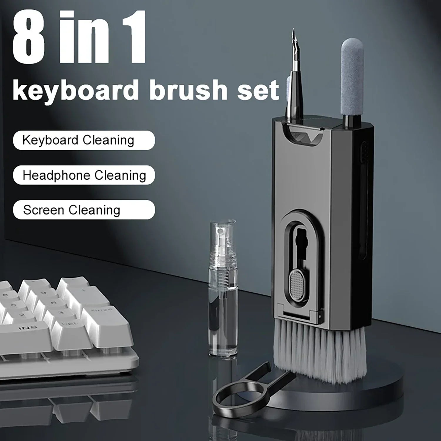 8 in 1 Cleaning Kit Computer Keyboard Cleaner Brush Earphones Cleaning Pen For  Headset IPad Phone Cleaning Tools Keycap Puller